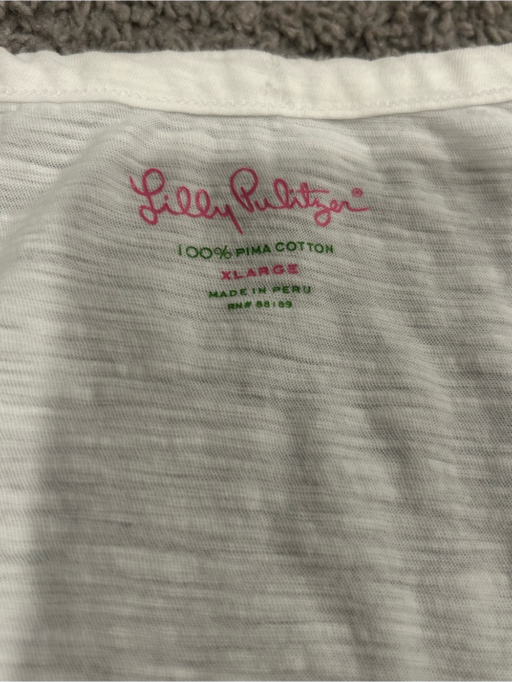 Lilly Pulitzer White V‑Neck Henley Tank Top size XL - Picture 8 of 8